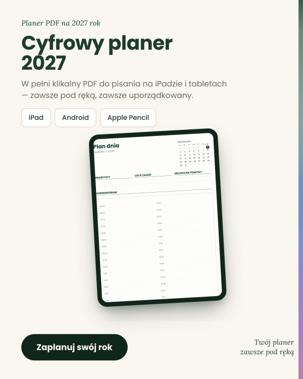 Cyfrowy Kalendarz 2027 / PDF do druku - Rozkwit – podgląd strony planera 1
