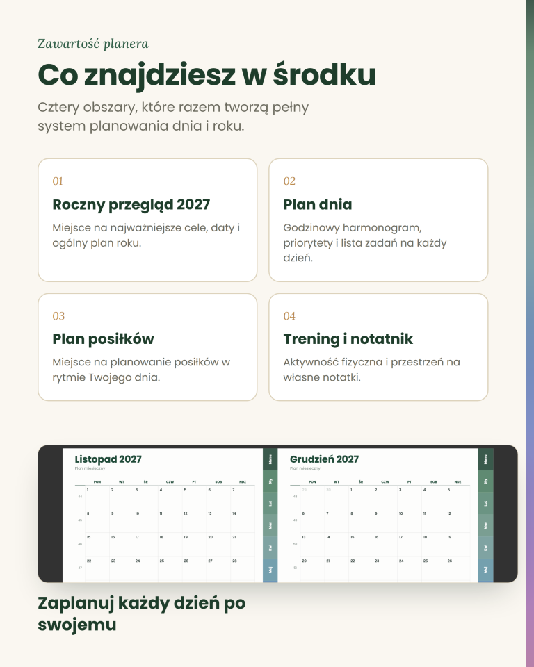 Cyfrowy Kalendarz 2027 / PDF do druku - Rozkwit – podgląd strony planera 6
