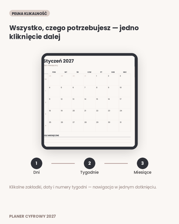Cyfrowy Kalendarz 2027 / PDF do druku - Dobry Kierunek – podgląd strony planera 5