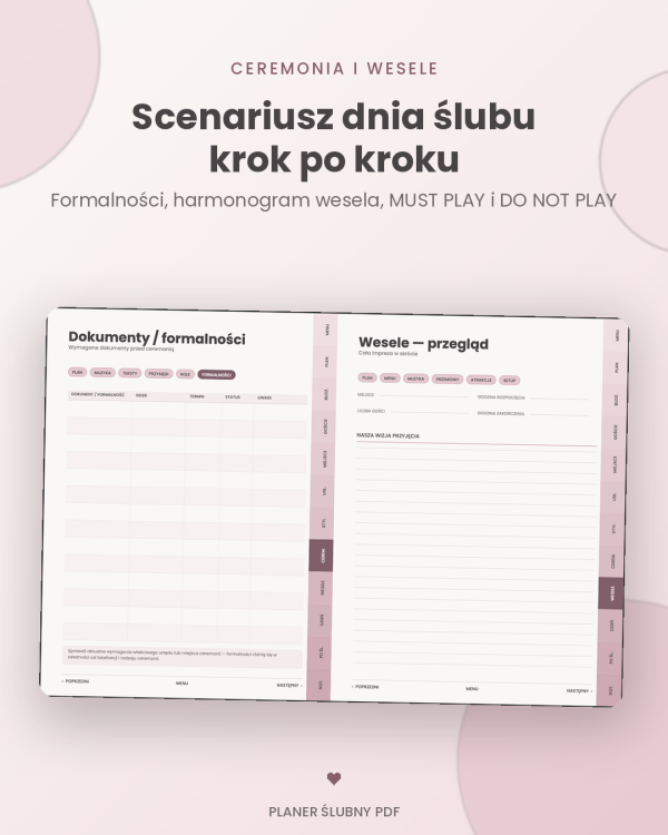 Planer Ślubny – podgląd strony planera 3