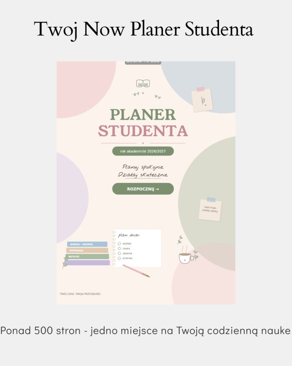 Cyfrowy Planer Studenta 2026/2027 – podgląd strony planera 1