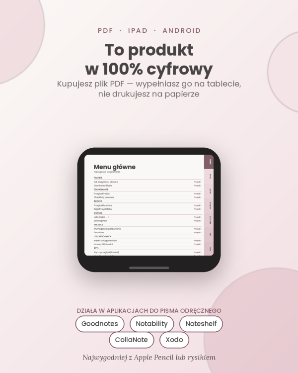 Planer Ślubny – podgląd strony planera 1
