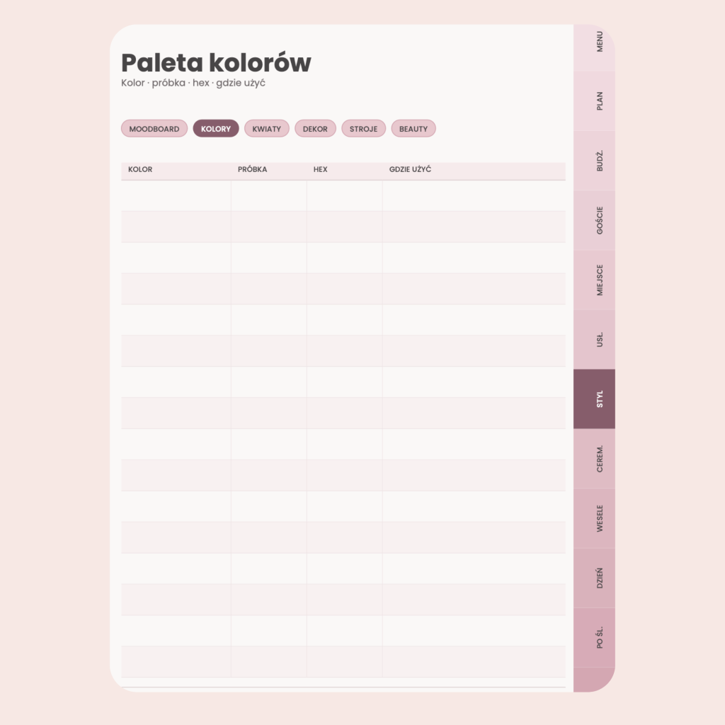 Planer Ślubny