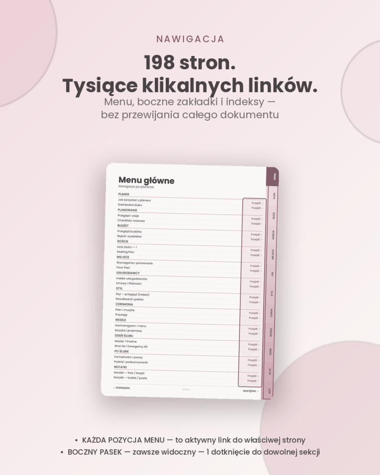 Planer Ślubny – podgląd strony planera 2
