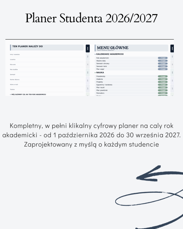Cyfrowy Planer Studenta 2026/2027 – podgląd strony planera 6