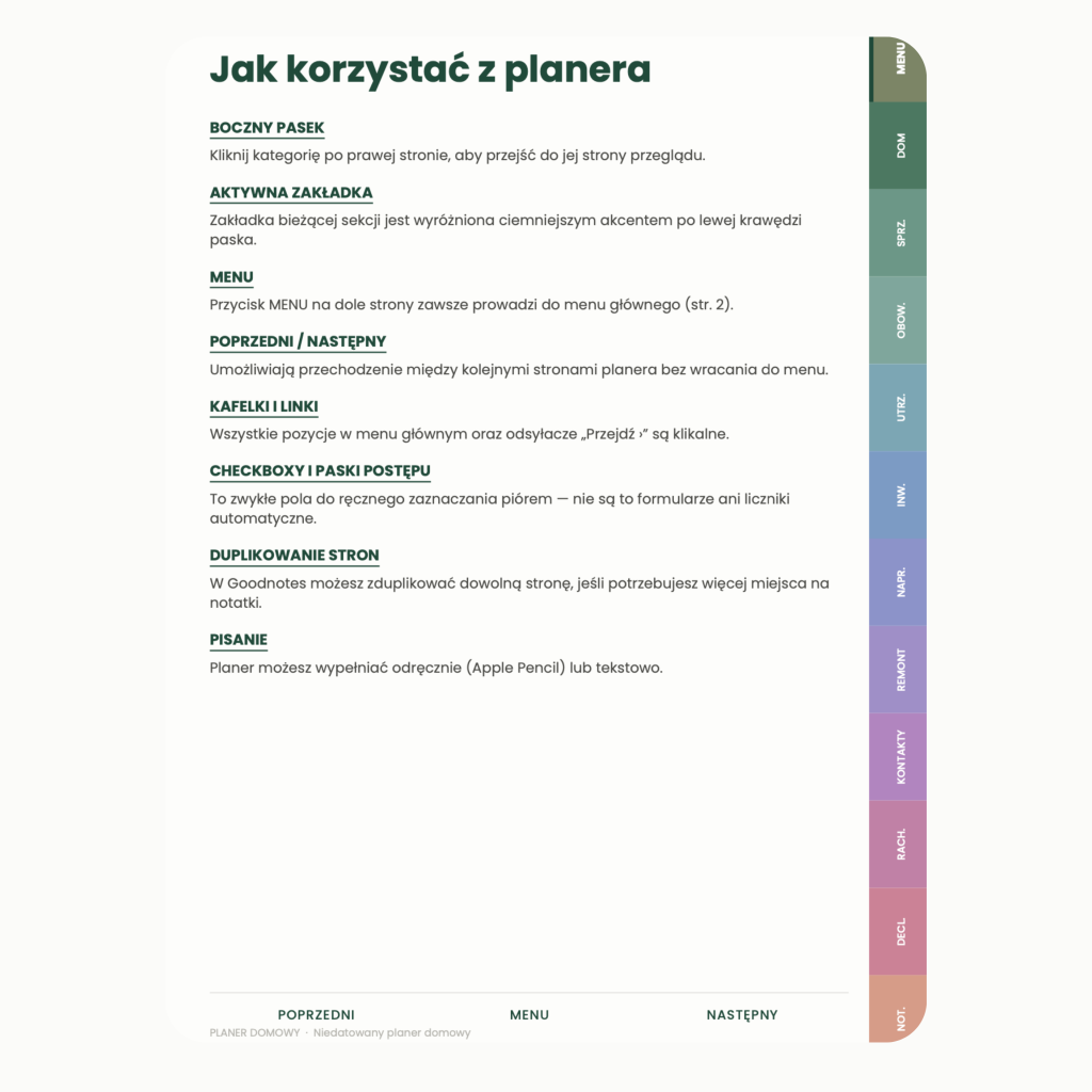 Planer Domowy (wersja zielona)
