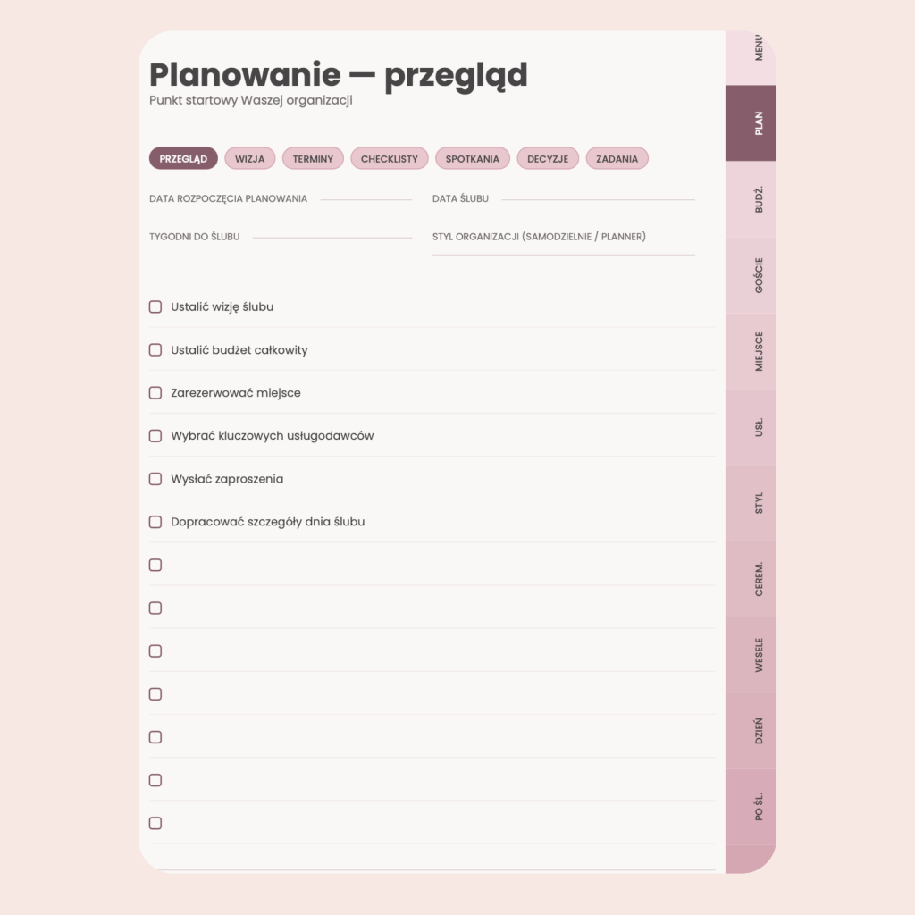 Planer Ślubny
