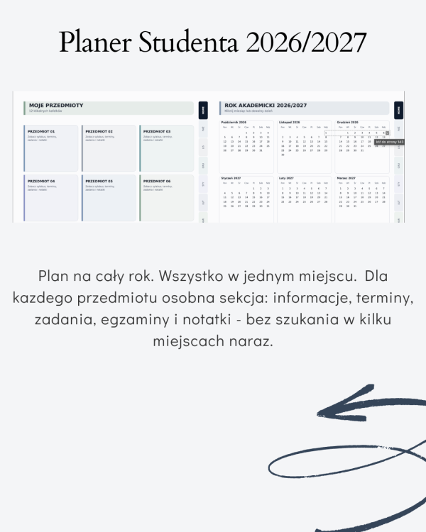 Cyfrowy Planer Studenta 2026/2027 – podgląd strony planera 3