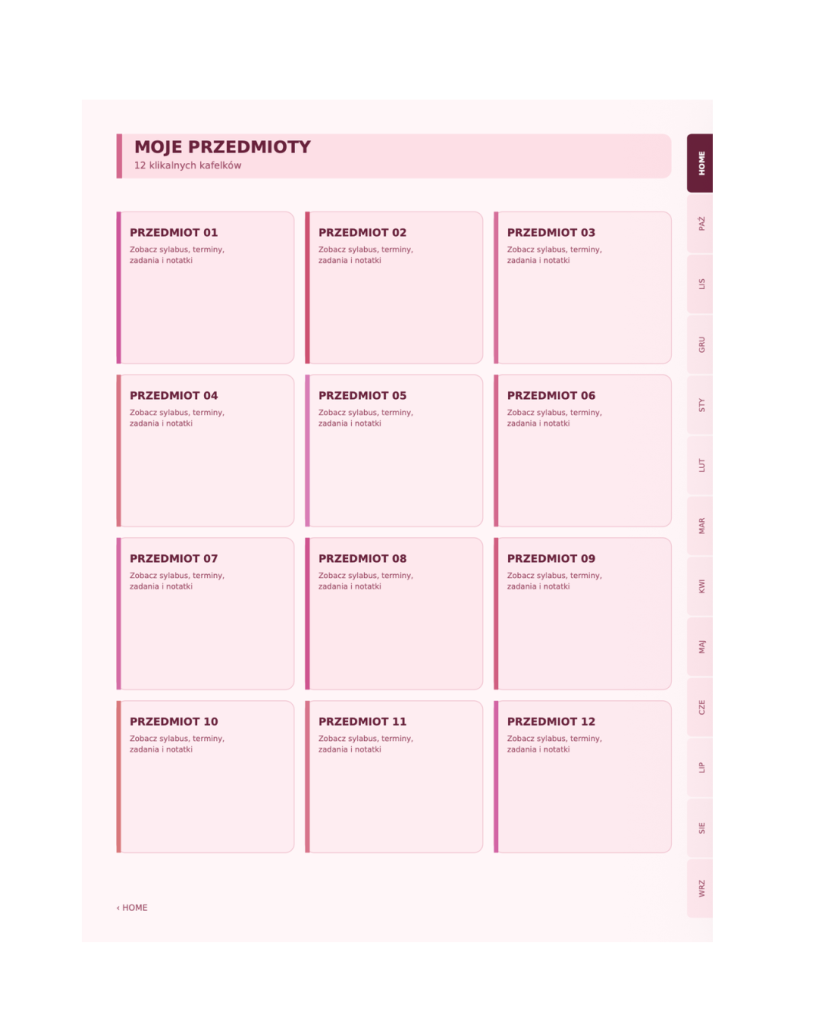 Cyfrowy Planer Studenta 2026/2027 (wersja pink)