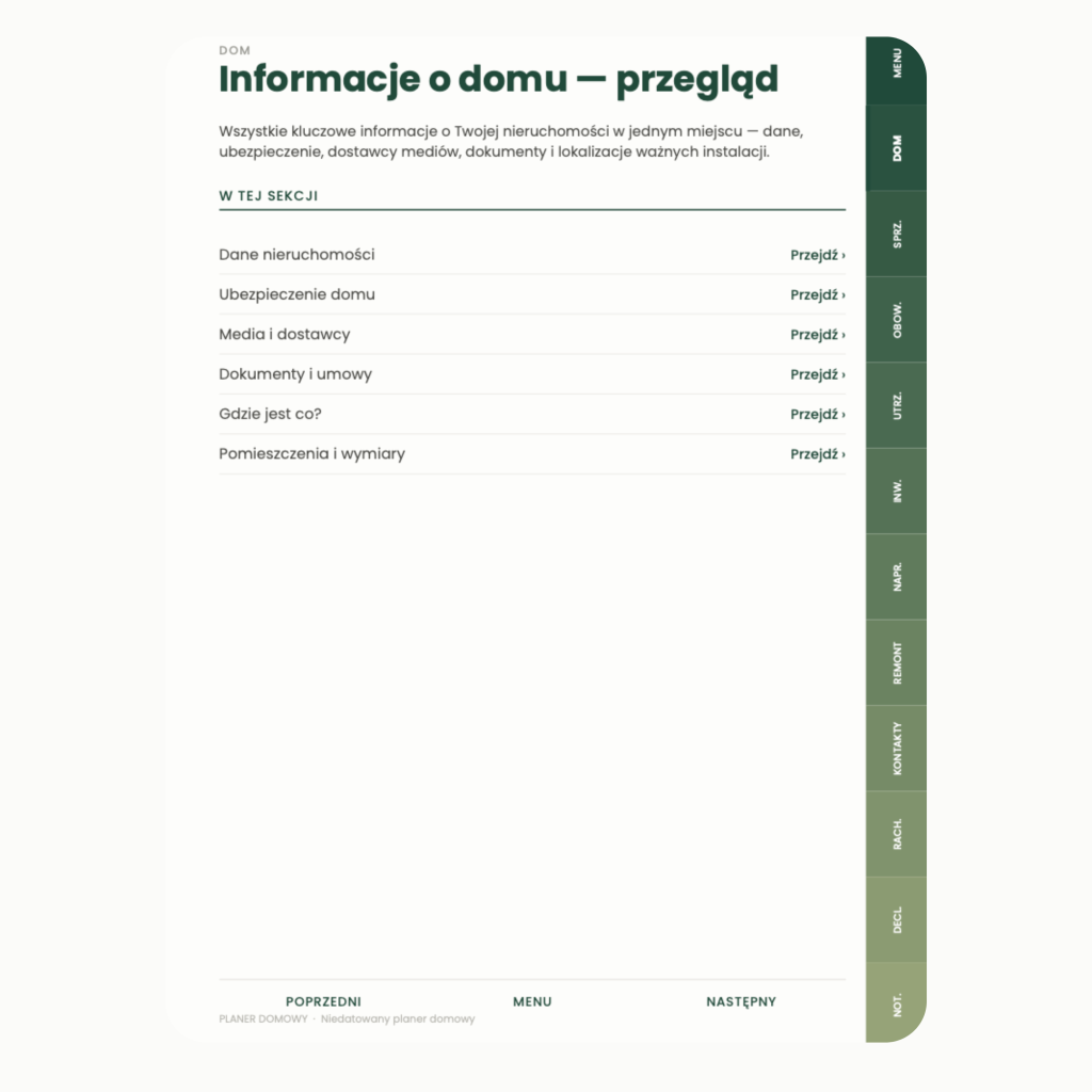 Planer Domowy (wersja zielona)