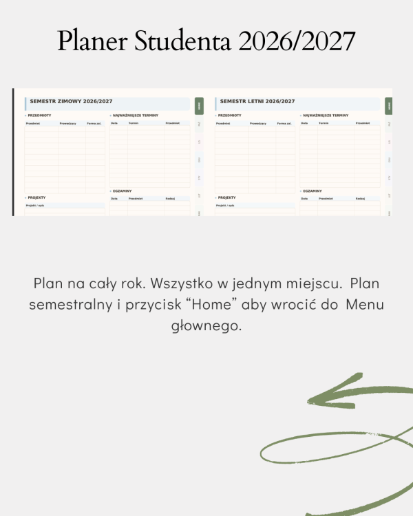 Cyfrowy Planer Studenta 2026/2027 – podgląd strony planera 4