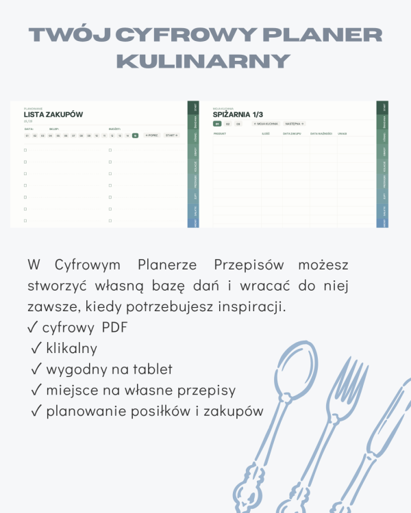 Planer Kulinarny - Moje Przepisy – podgląd strony planera 1