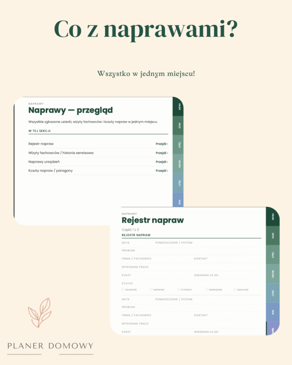 Planer Domowy – podgląd strony planera 2