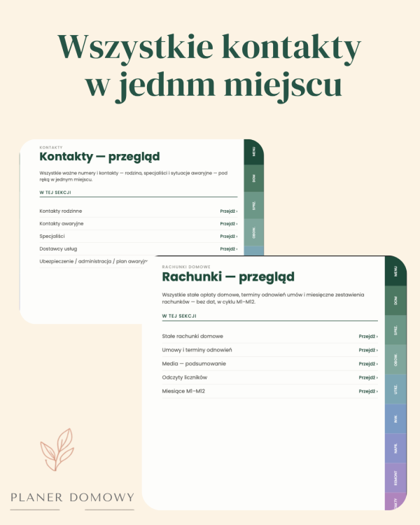 Planer Domowy – podgląd strony planera 1