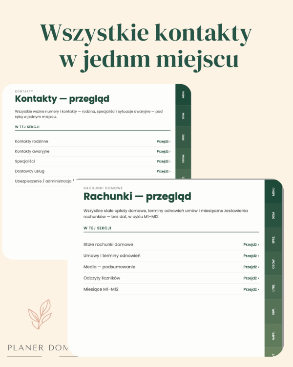 Planer Domowy – podgląd strony planera 1