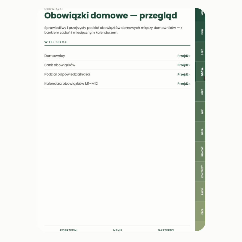 Planer Domowy (wersja zielona)