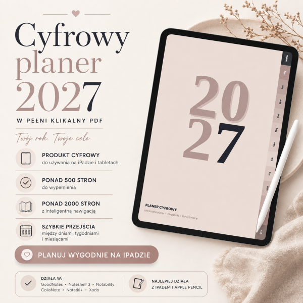 Cyfrowy Kalendarz 2027 / PDF do druku - Dobry Kierunek – cyfrowy planer 2027, okładka planera