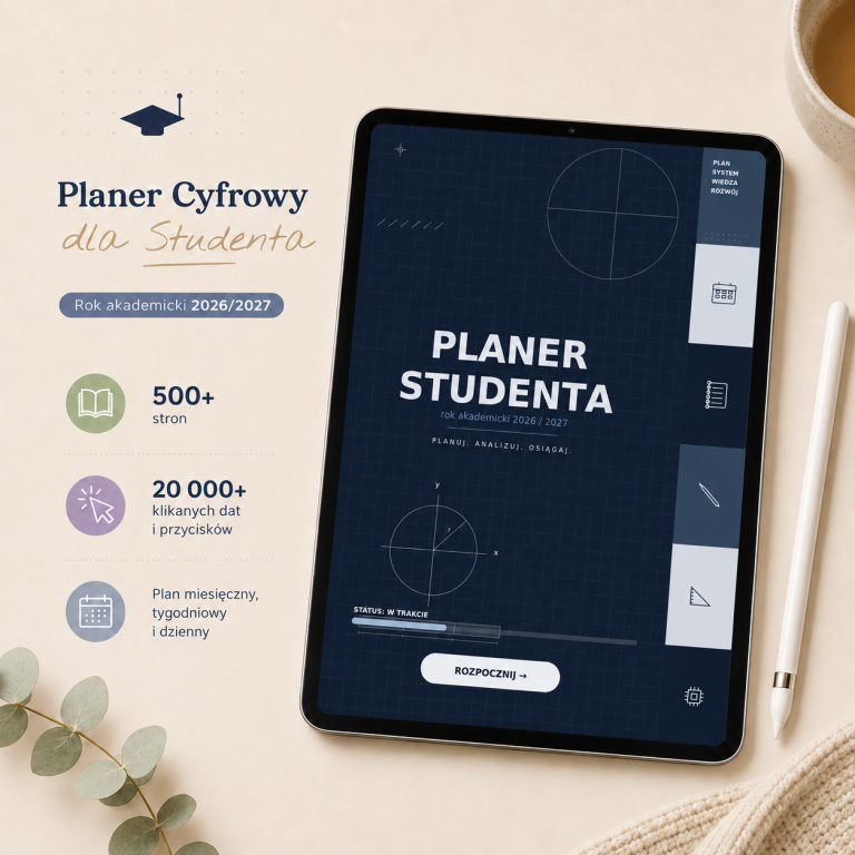 Cyfrowy Planer Studenta 2026/2027 (wersja granatowa) – cyfrowy planer studenta, okładka planera