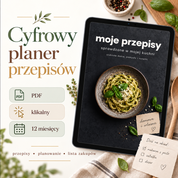 Planer Kulinarny - Moje Przepisy (wersja ciemna) – cyfrowy planer kulinarny, okładka planera