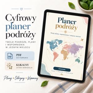 Planer Podróżniczy (wersja z mapą świata) – cyfrowy planer podróżniczy, okładka planera