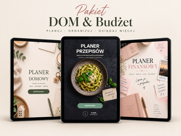 PAKIET Dom & Budżet - Planer Domowy, Kulinarny i Budżetowy (zestaw ciepły) – pakiet planerów cyfrowych, okładka zestawu