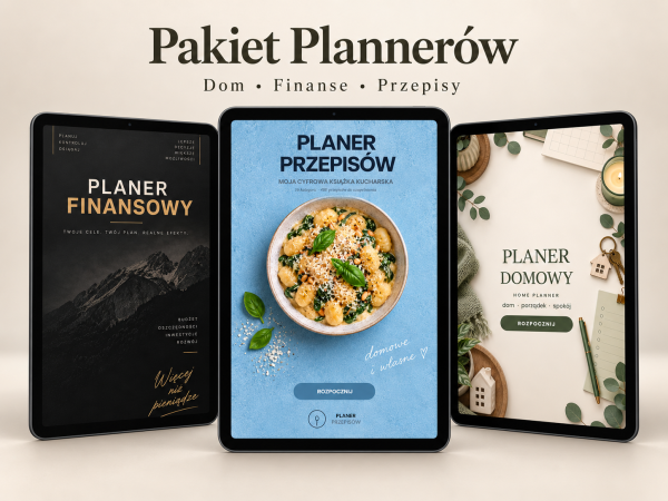 PAKIET Dom & Budżet - Planer Domowy, Kulinarny i Budżetowy (zestaw chłodny) – pakiet planerów cyfrowych, okładka zestawu