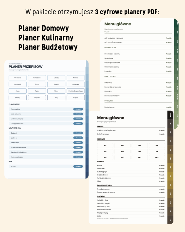 PAKIET Dom & Budżet - Planer Domowy, Kulinarny i Budżetowy – podgląd strony planera 1