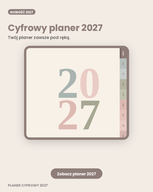 Cyfrowy Kalendarz 2027 / PDF do druku - Cicha Przystań – podgląd strony planera 1