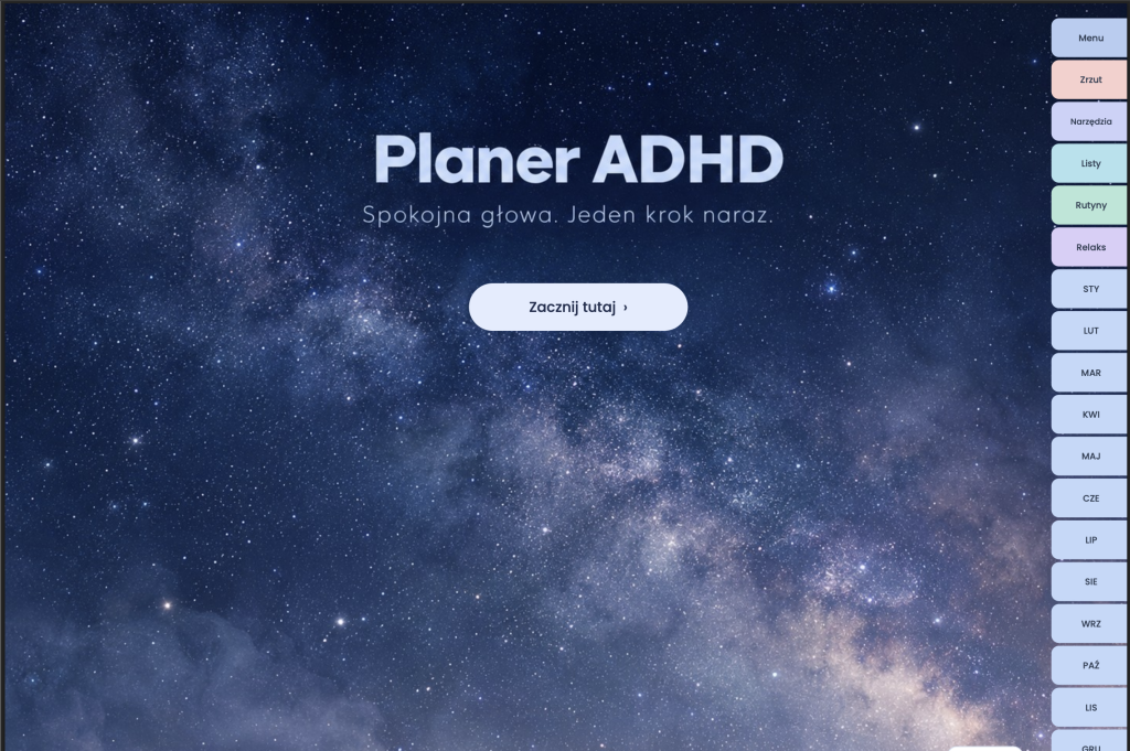 Cyfrowy Planer ADHD (wersja pozioma)