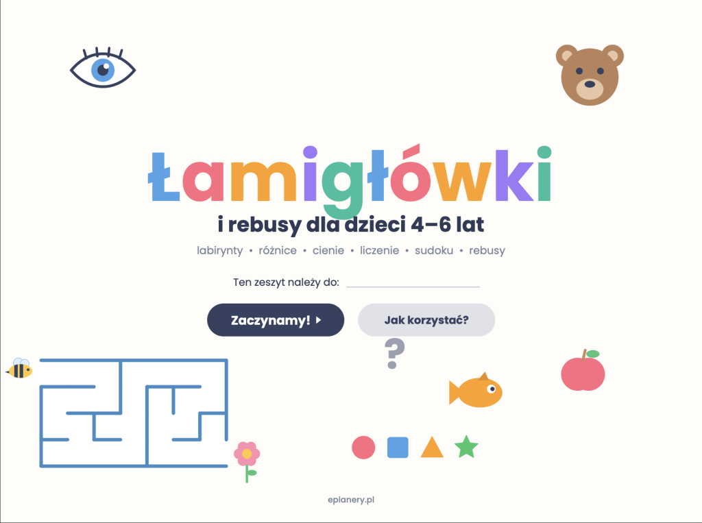Łamigłówki i rebusy dla dzieci 4–6 lat