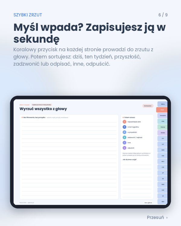 Cyfrowy Planer ADHD (wersja pozioma)