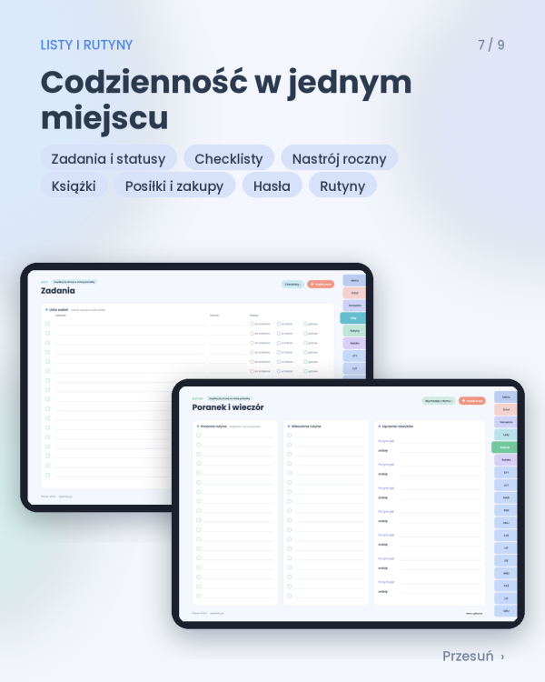 Cyfrowy Planer ADHD (wersja pozioma)