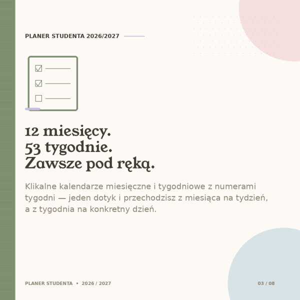 Cyfrowy Planer Studenta 2026/2027 – podgląd strony planera 12