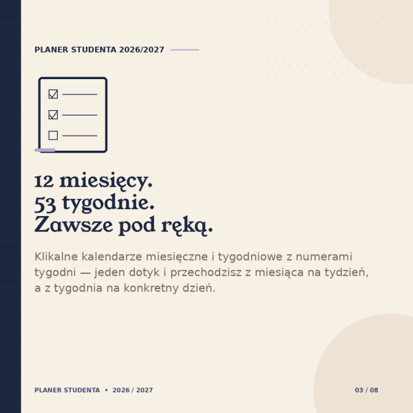 Cyfrowy Planer Studenta 2026/2027 – podgląd strony planera 13