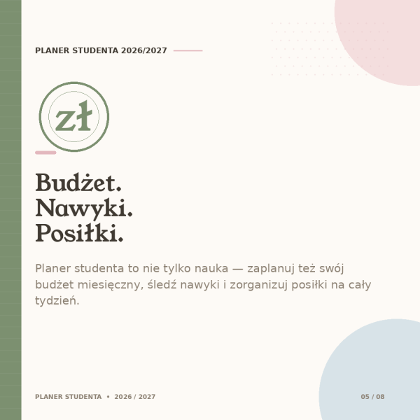 Cyfrowy Planer Studenta 2026/2027 – podgląd strony planera 10