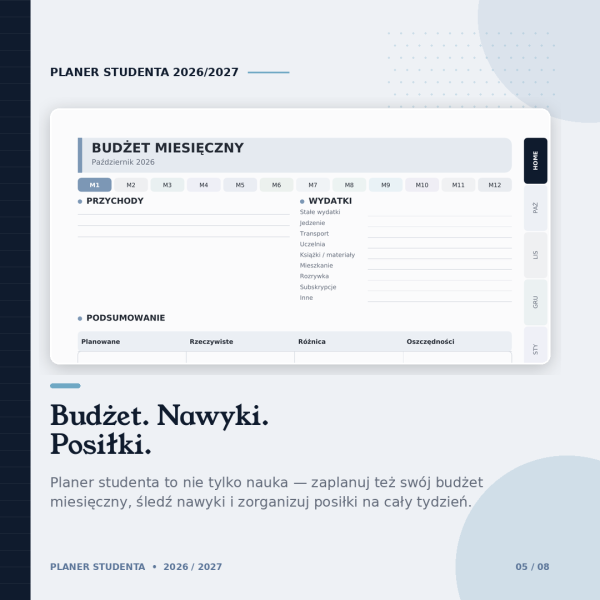 Cyfrowy Planer Studenta 2026/2027 – podgląd strony planera 5