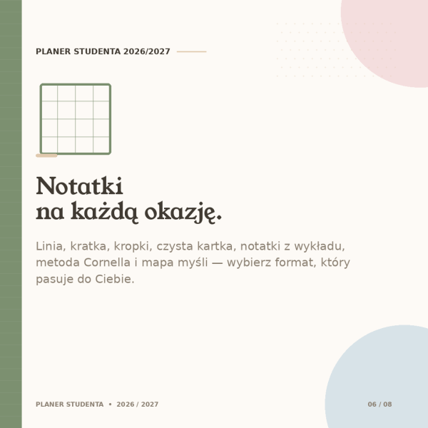 Cyfrowy Planer Studenta 2026/2027 – podgląd strony planera 9