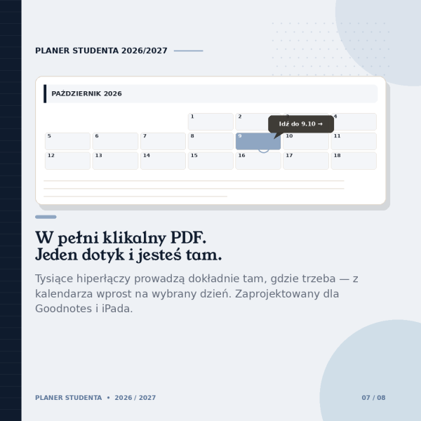 Cyfrowy Planer Studenta 2026/2027 – podgląd strony planera 3