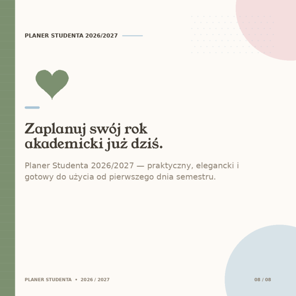 Cyfrowy Planer Studenta 2026/2027 – podgląd strony planera 7